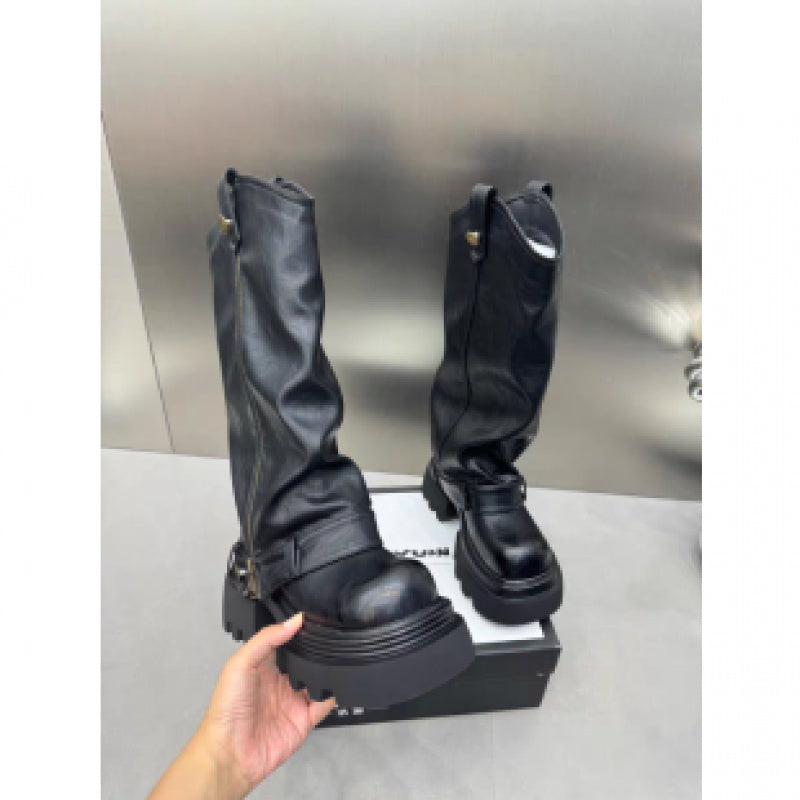 Bottes Hiver à Talon Bloc – Style Rétro Britannique & Confort Optimal