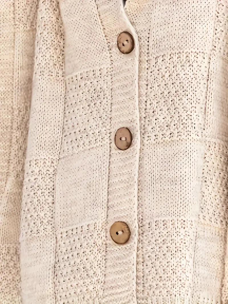 Cardigan boutonné à capuche beige