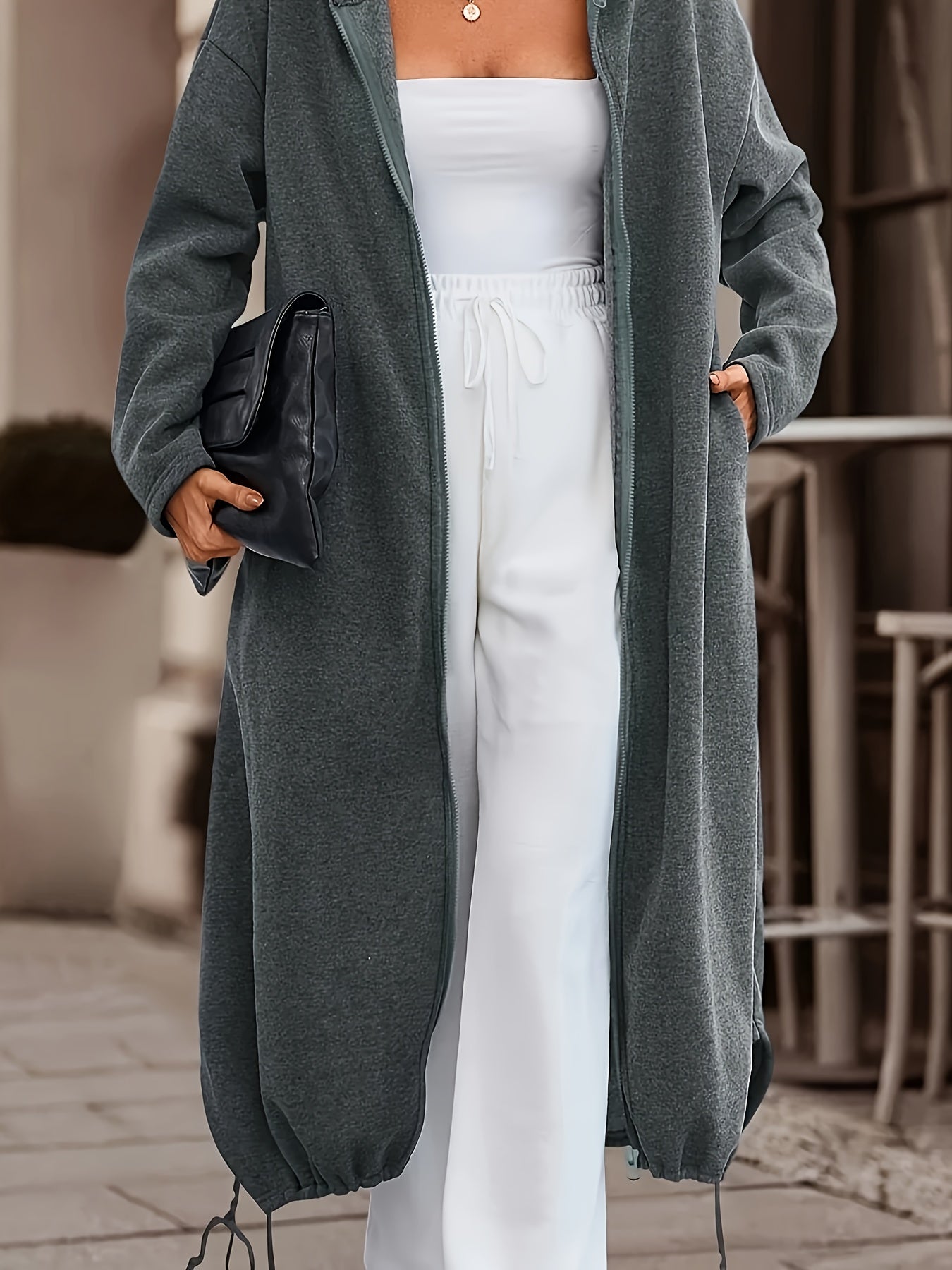 Sweat à Capuche Zippé Décontracté – Confort Moderne & Style Ample