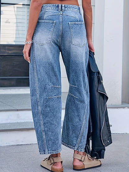 Jean Taille Haute à Jambe Large – Silhouette Aérienne & Style Denim Raffiné