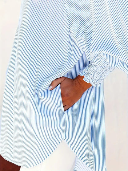 Chemisier à rayures avec manches bouffantes