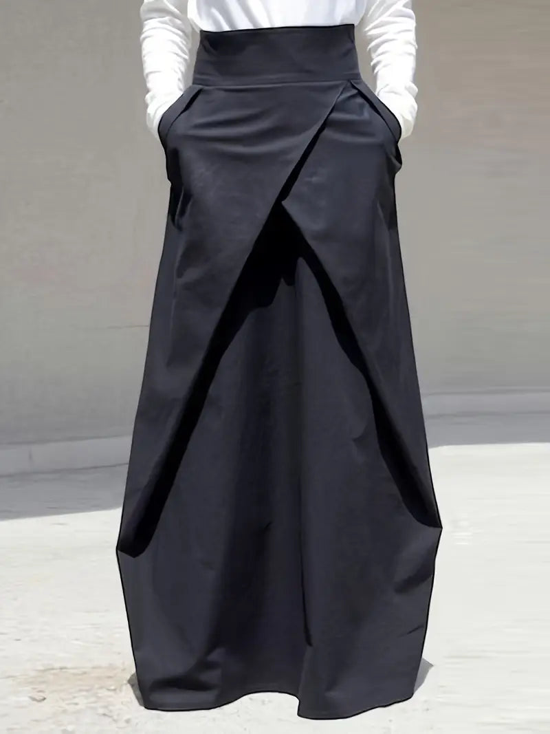 Jupe croisée noire taille haute