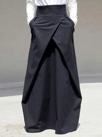 Jupe croisée noire taille haute