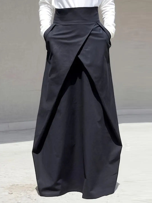 Jupe croisée noire taille haute