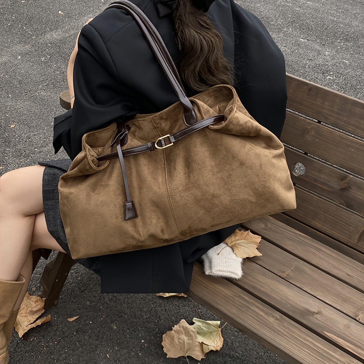 Sac Fourre-Tout en Faux Suède – Élégant, Spacieux & Polyvalent