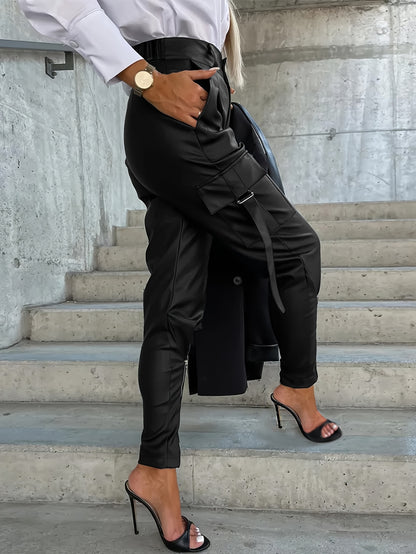 Pantalon Slim Noir Zippé – Coupe Droite Élégante & Confort Polyvalent