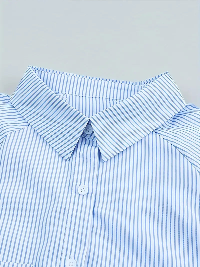 Chemisier à rayures avec manches bouffantes