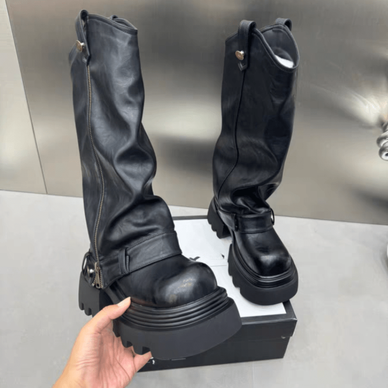 Bottes Hiver à Talon Bloc – Style Rétro Britannique & Confort Optimal