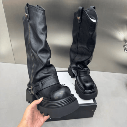 Bottes Hiver à Talon Bloc – Style Rétro Britannique & Confort Optimal