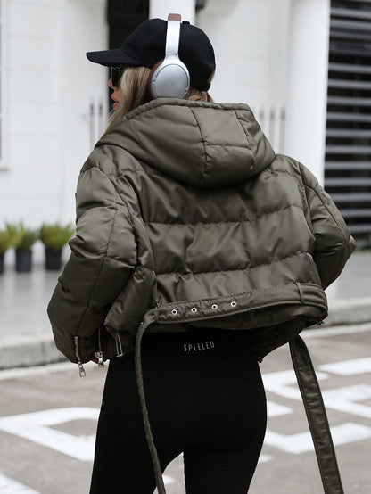 Veste à Capuche Asymétrique Élégante – Zippée & Style Moderne