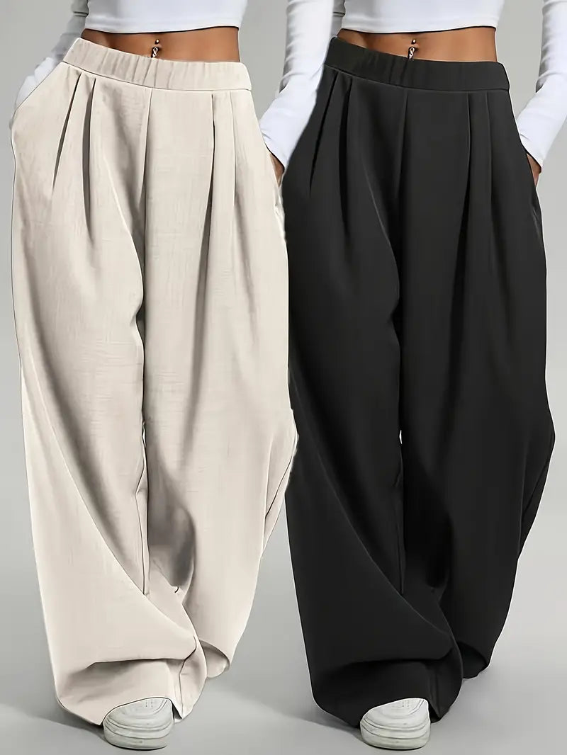 Ensemble pantalon large taille haute