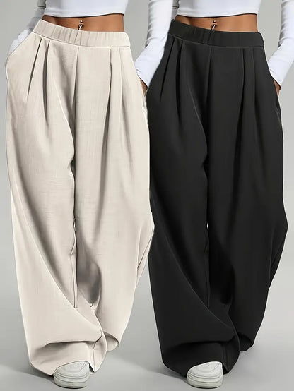 Ensemble pantalon large taille haute