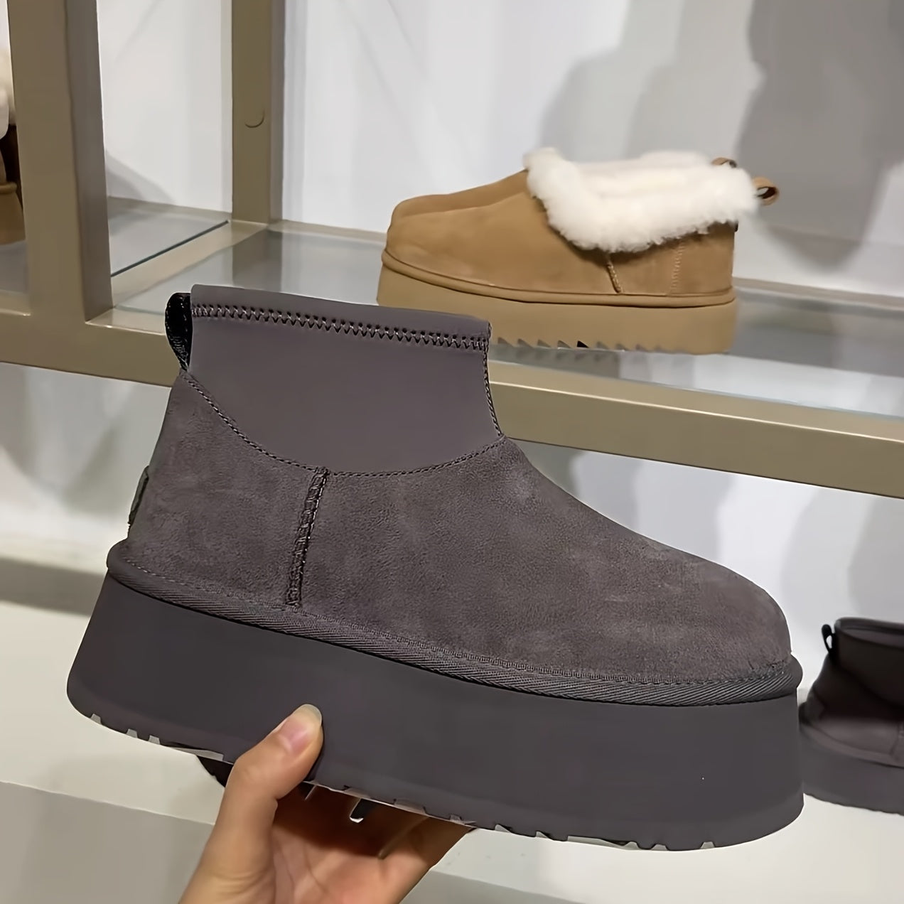 Bottes Hiver à Fourrure – Chaudes, Antidérapantes & Ultra Confort
