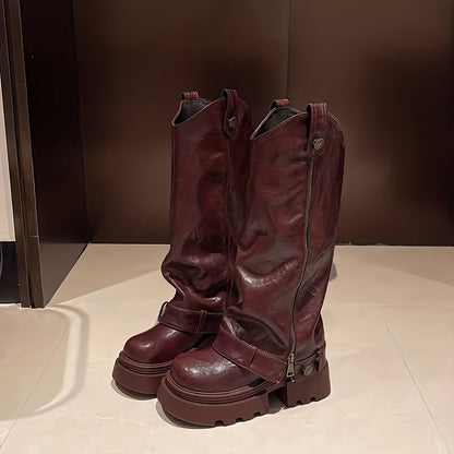 Bottes Hiver à Talon Bloc – Style Rétro Britannique & Confort Optimal