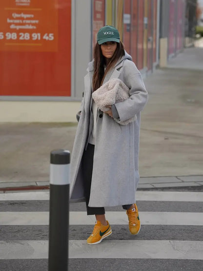 Manteau long en tweed élégant