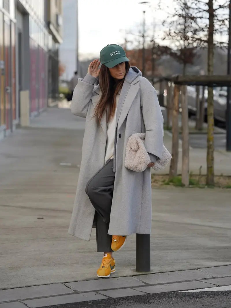 Manteau long en tweed élégant