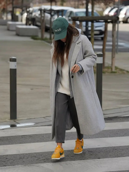 Manteau long en tweed élégant