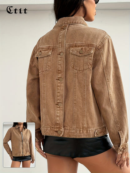 Veste Jean Vintage Délavée – Coupe Ample & Style Casual Intemporel