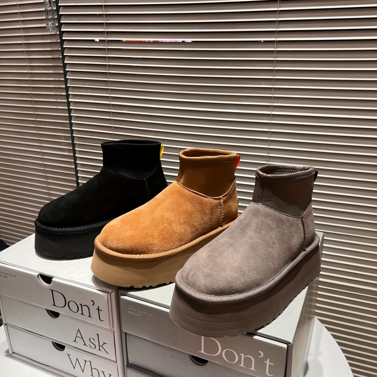 Bottes Hiver à Fourrure – Chaudes, Antidérapantes & Ultra Confort