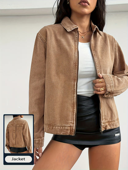 Veste Jean Vintage Délavée – Coupe Ample & Style Casual Intemporel