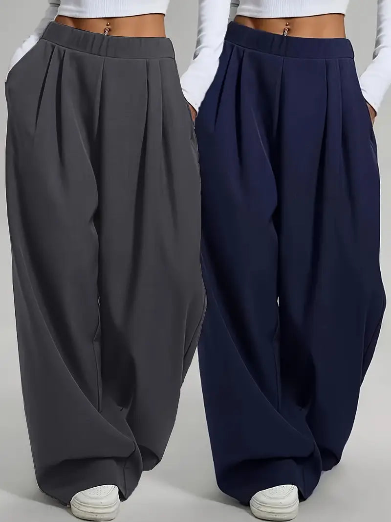 Ensemble pantalon large taille haute