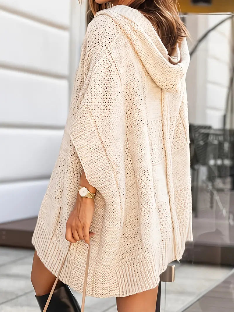 Cardigan boutonné à capuche beige