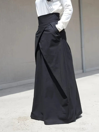 Jupe croisée noire taille haute