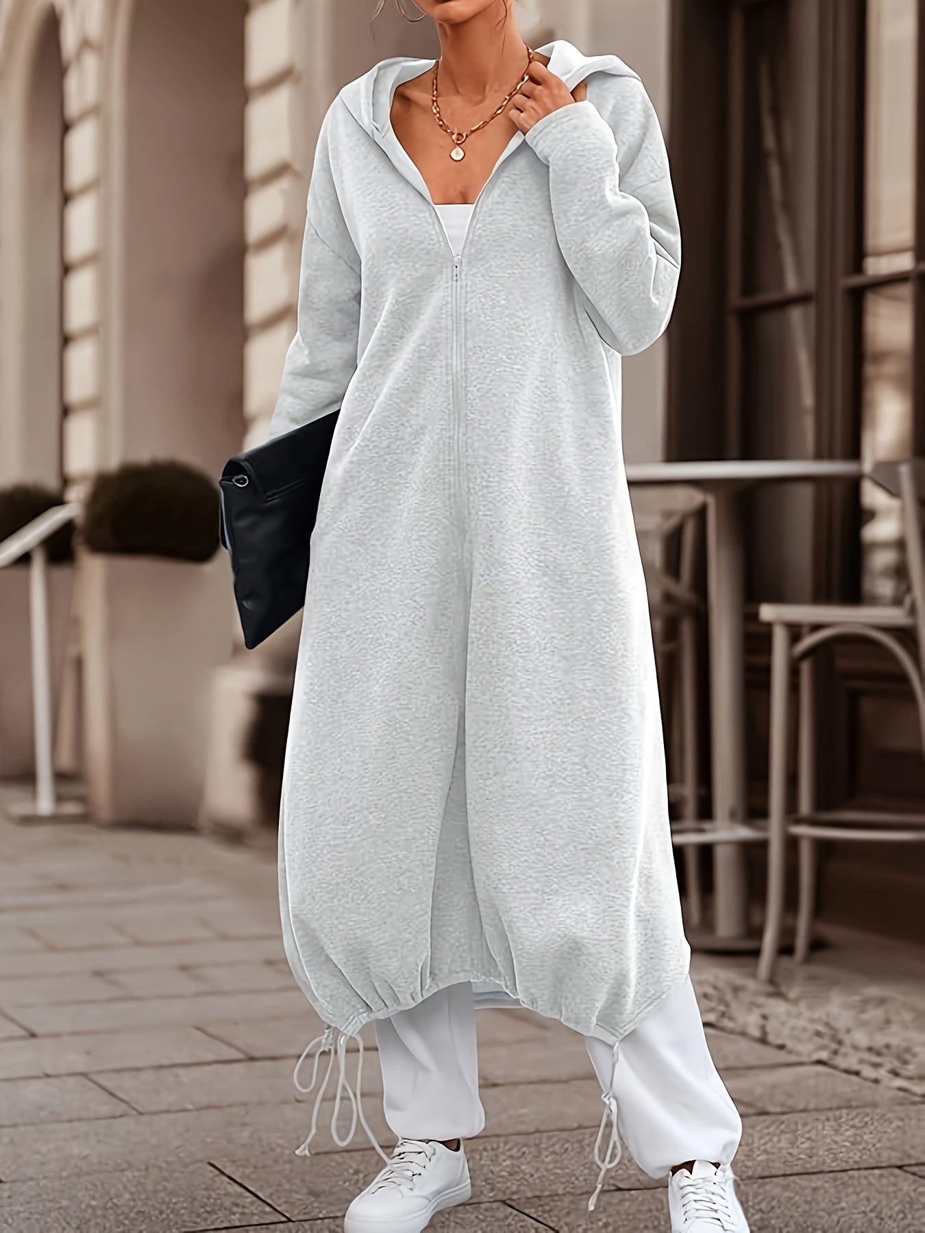 Sweat à Capuche Zippé Décontracté – Confort Moderne & Style Ample