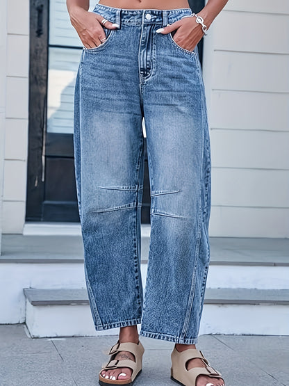 Jean Taille Haute à Jambe Large – Silhouette Aérienne & Style Denim Raffiné
