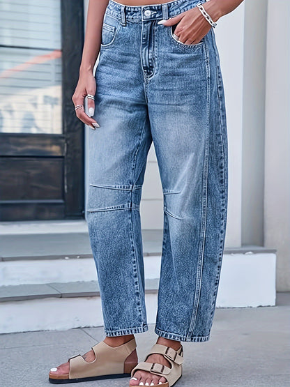 Jean Taille Haute à Jambe Large – Silhouette Aérienne & Style Denim Raffiné